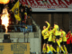 Wellington Phoenix players celebrate a goal against Wrexham during a pre-season friendly at Sky Stadium.