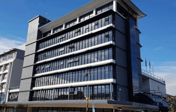 Porirua City Council building on a clear day.