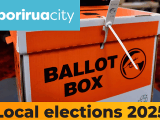 Sealed orange ballot box with Porirua City Council logo and “Local elections 2025” text, symbolising closed voting in Porirua.