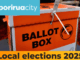 Sealed orange ballot box with Porirua City Council logo and “Local elections 2025” text, symbolising closed voting in Porirua.