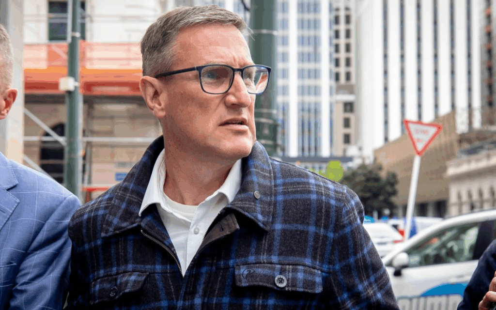 Former deputy police commissioner Jevon McSkimming arrives at the Wellington District Court.