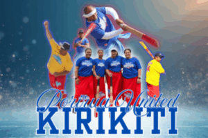 Women from Porirua United Kirikiti Club pose with bats, alongside action images of players batting and bowling, promoting a women’s kirikiti tournament.