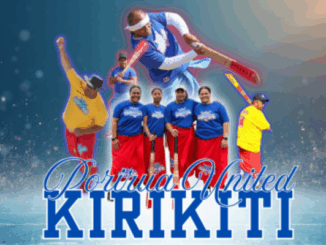 Women from Porirua United Kirikiti Club pose with bats, alongside action images of players batting and bowling, promoting a women’s kirikiti tournament.