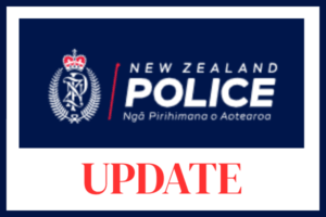 New Zealand Police update graphic announcing a vehicle seized after anti-social road user activity in a cemetery.