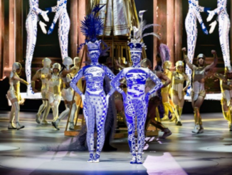 Performers showcase wearable art on stage during the World of WearableArt show in Wellington