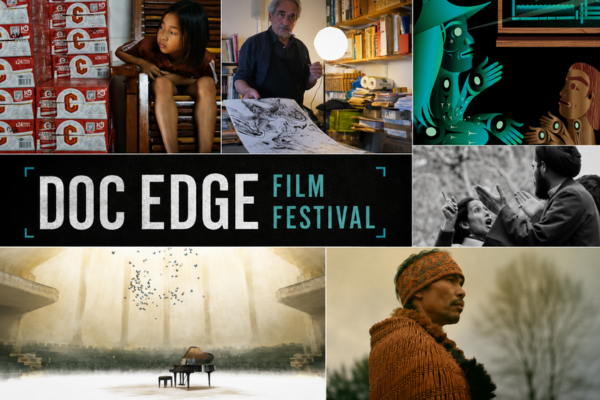 Promotional Doc Edge Film Festival image collage showing documentary scenes, animation stills and the festival logo.