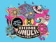 Colourful promotional graphic for the Dome Under Film Festival featuring a stylised planetarium dome, film reel, atom symbol, UFO, planets and abstract space-themed illustrations surrounding the festival logo and “Best of the Fest” badge on a blue background.