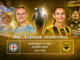Promotional graphic for the Ninja A-League Grand Final between Melbourne City and Wellington Phoenix at AAMI Park on Saturday, May 16. The image features players from both teams standing beside the championship trophy against a gold background, with club logos and match details displayed at the bottom.