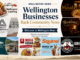 Graphic for the Wellington News Business Directory showing eight founding member businesses, including Squirrel, Nora Kebab, The Villa Cafe, Nicolini’s, Masala Cafe & Bar, Addley Decorators, Barberside and All About Catering.