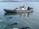 Police boat and divers in the water during a Police Dive Squad search.