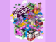 Colourful CubaDupa 2027 festival artwork showing illustrated performers, dancers, musicians, buildings, crowds, instruments, birds and the CubaDupa logo on a pink background.