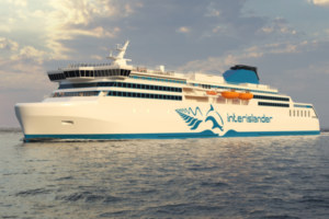 Artist's impression of one of the new Interislander rail ferries that will enter service on Cook Strait in 2029.