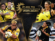 Composite graphic showing four athletes in action around the Āti Awa Toa Wellington Regional Sports Awards logo.
