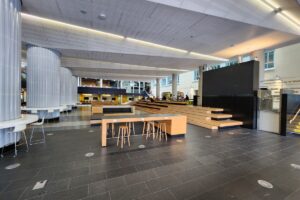 Interior of The Hub at Victoria University of Wellington's Kelburn campus.