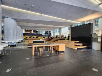 Interior of The Hub at Victoria University of Wellington's Kelburn campus.